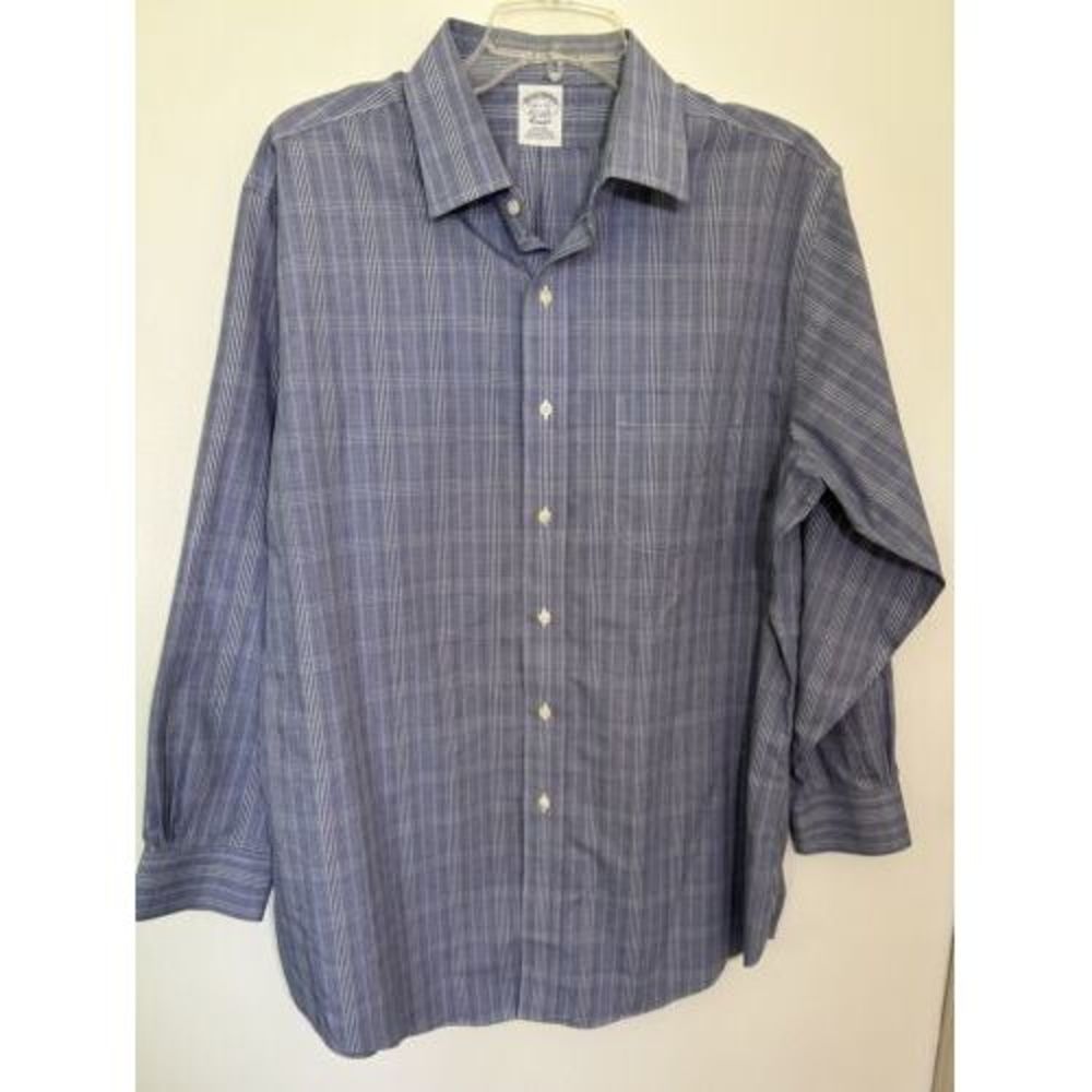 Brooks Brothers Shirt Mens 16.5-32 Blue Button Down 100% American Supima